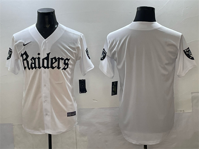 Men's Las Vegas Raiders Blank White 'Gothic Sin City Shadows Edition' Vapor Limited Stitched Baseball Jersey Men's Las Vegas Raiders Blank White 'Gothic Sin City Shadows Edition' Vapor Limited Stitched Baseball Jersey